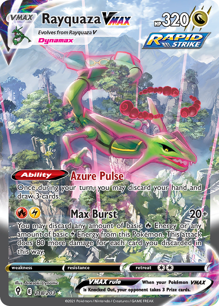 Rayquaza VMAX #218 · Evolving Skies · Alt Art (NM)