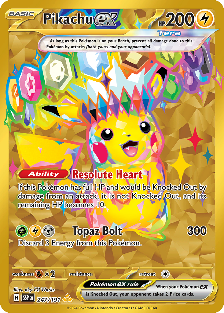Pikachu ex #247 · Surging Sparks · SIR (NM)